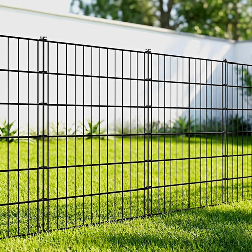Black metal garden fence - black,